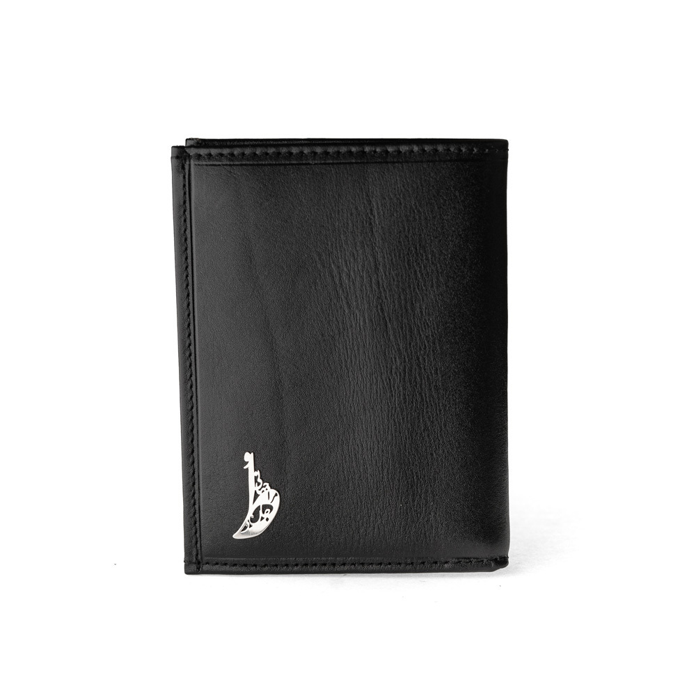  کیف پول جیبی چرم طبیعی با پلاک نقره ط | leather wallet | کیف پول چرمی مشکی | طٌ مرا جان و جهانی 